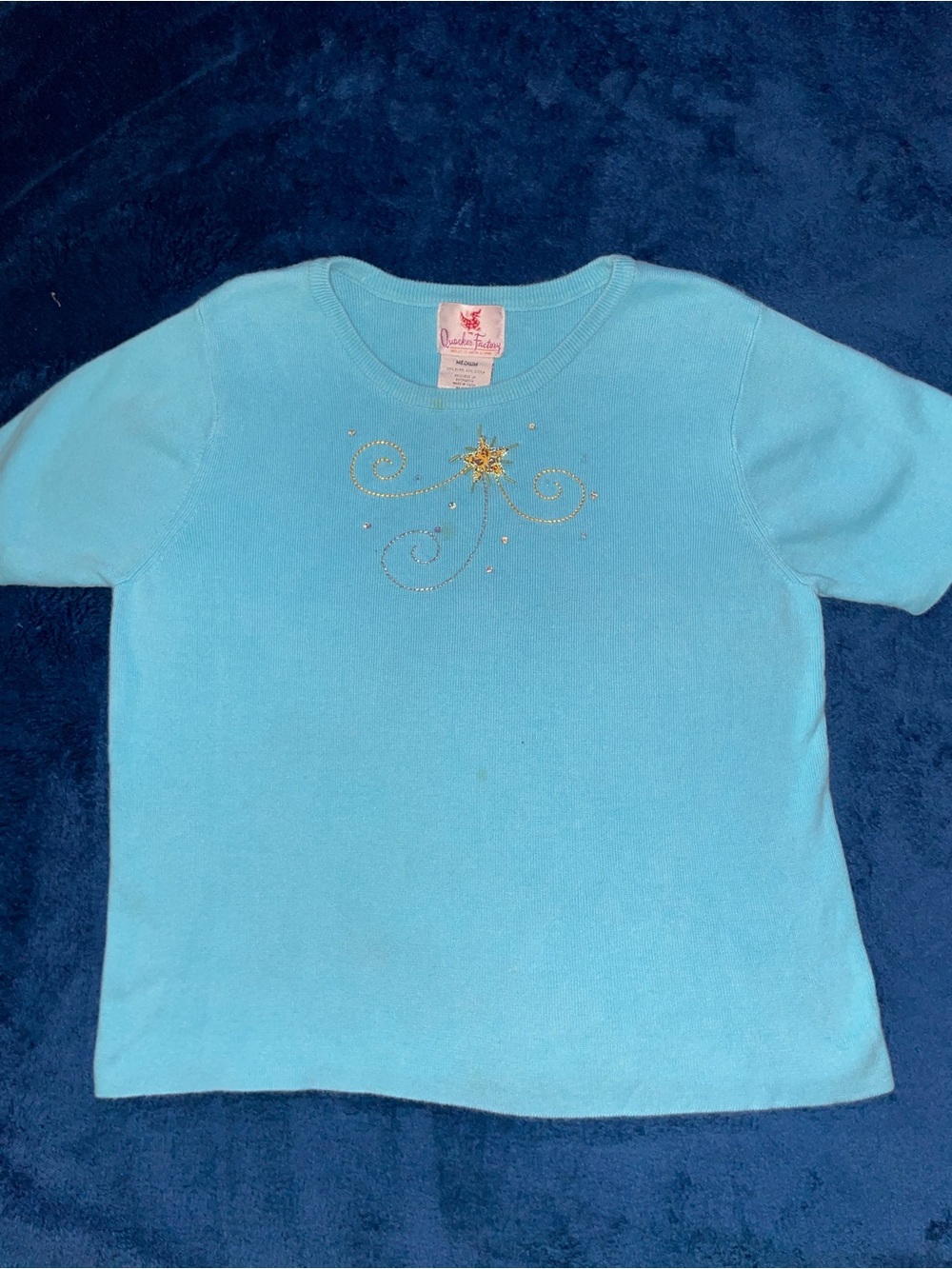 Quacker Factory Light Blue Embellished Sweater Top Set - Picture 6 of 9